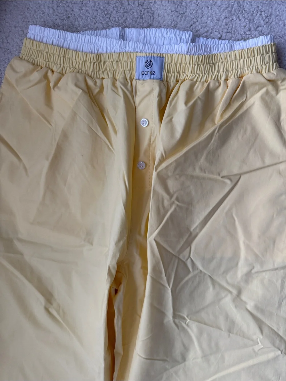 PARKE Yellow Double Boxer Cotton Button-Front Lounge Pants Size L NWOT
